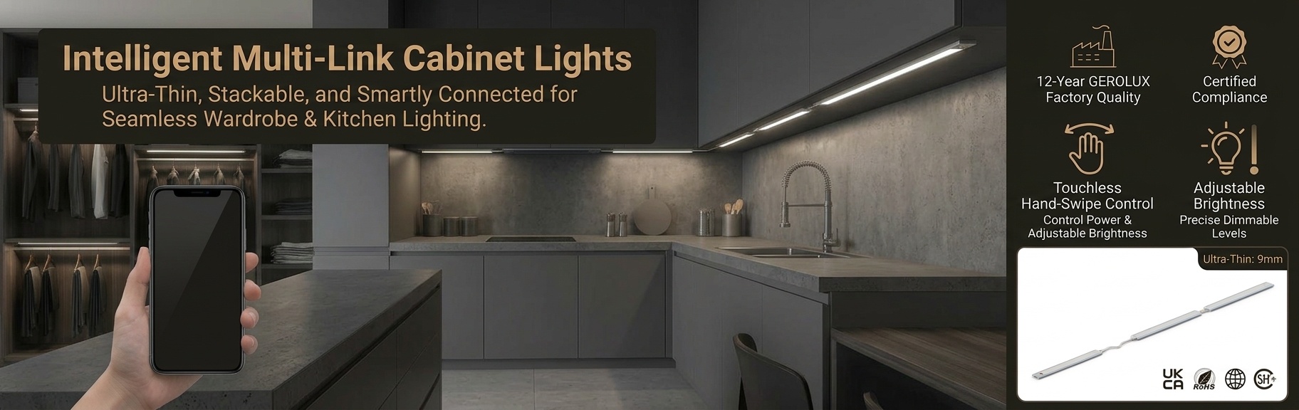 Ultra-Thin 9mm Multi-Link LED Lights: Precise Brightness at Your Fingertips.